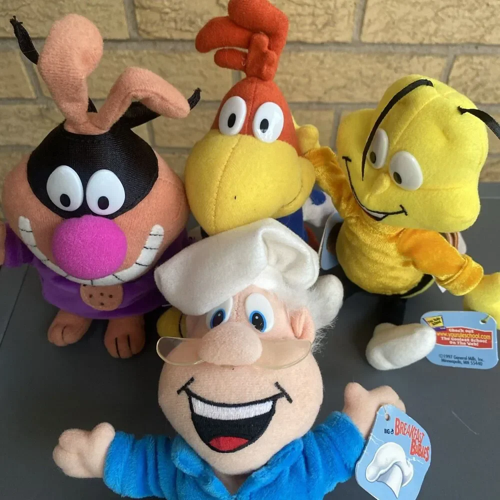 Lot 4 General Mills Big G Breakfast Babies Plush 1997 Trix Buzz NWT Vintage